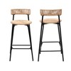 CAVINAS 26.5" Counter Height Dining Chairs,Set of 2,Paper Rope Dining Stools for Kitchen,Bar Stool Chairs with Backrest and Round Seat - 2 of 4
