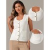 Allegra K Women's Sleeveless Button Down Casual Summer Ribbed Waistcoat Sweater Vest - 2 of 4