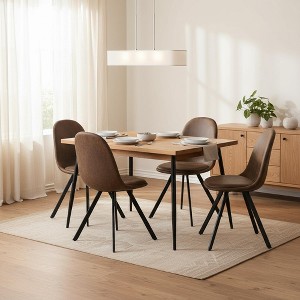 Homy Casa Swivel Dining Chairs with Faux Leather Upholstery & Metal Legs, Set of 4, Brown - 1 of 4