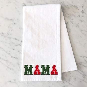 City Creek Prints Mama Green And Red Bold Tea Towels - White