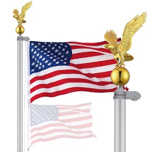 Yescom 20 Ft Aluminum Sectional Flag Pole Kit Eagle Topper Silver - 1 of 4