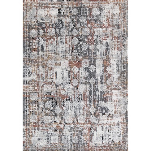 Rugs America Belle Bn20c Autumn Leaves Abstract Vintage White Area Rug ...