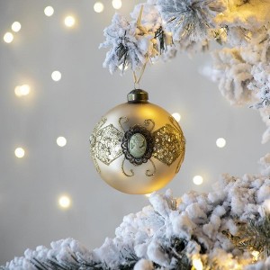NAYSAYE Party Decoration and Accessories Glass Christmas Ball Ornament Set for Holiday Celebration, Gold, 3.9"*3.9"*0.09" - 1 of 4