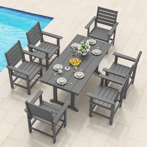 Arceso Outdoor Dining Set with Umbrella Hole, HDPS Patio Furniture - 1 of 4