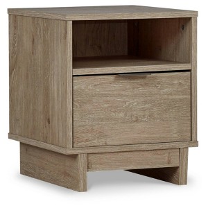 Oliah Nightstand Natural: Contemporary Design, Open Cubby, Laminated Surface - Signature Design by Ashley - 1 of 4