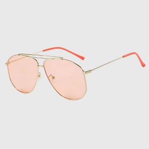 Anna-Kaci Women's Retro Aviator Sunglasses Gold Frame - 1 of 4