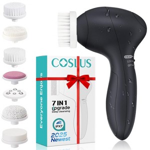 COSLUS Powered Facial Cleansing Brush: Rechargeable Electric Face Cleanser for Sensitive & Acne-Prone Skin, 3 Brush Heads, 3 Speeds, 2 Directio - 1 of 4