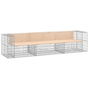 vidaXL Garden Bench Brown and Silver Solid pine wood, Galvanized steel - 1 of 4