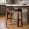 HomeRoots 26" Brown Faux Leather and Solid Wood Backless Counter Height Bar Chair - 2 of 4