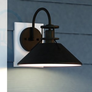 VAXCEL Canton Steel 1 Light LED Compatible Dusk to Dawn Matte Black and White Farmhouse Outdoor Wall Lantern - 1 of 4