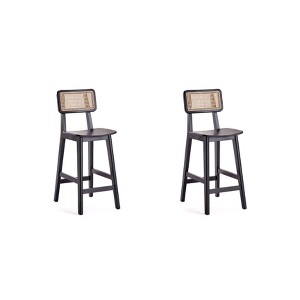 Manhattan Comfort Set of 2 Versailles Wood Counter Height Barstools Black/Natural: Ash Frame, Matte Finish, No Assembly Required - 1 of 4