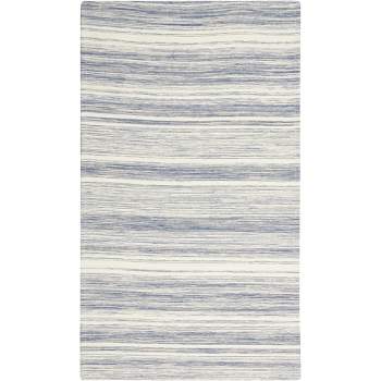 Nicole Curtis Lake Abstract Stripe Jacquard Non-Skid Kitchen Accent Rug