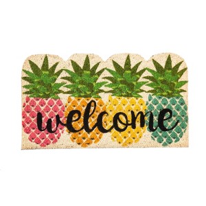 Evergreenful Pineapples Shaped Indoor Outdoor Natural Coir Doormat 1'4"x2'4" Multicolored - 1 of 4