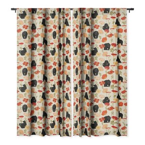 Iveta Abolina California Poppies and Bears 50" x 108" Set of 2 Panel Blackout Window Curtain - Deny Designs - 1 of 4