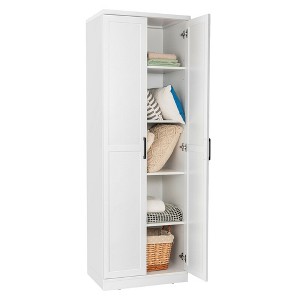 Costway 70'' Storage Cabinet Freestanding Pantry Cabinet w/2 Doors & 5 Shelves White - 1 of 4