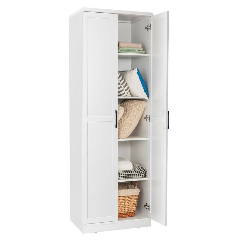 Tangkula 70" Storage Cabinet Freestanding Pantry Cabinet w/2 Doors & 5 Shelves White, 2 of 11