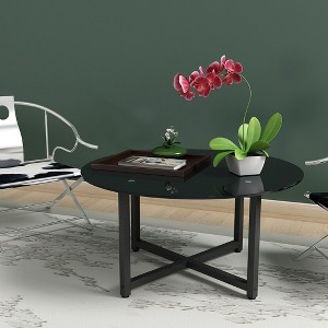 CAVINAS Coffee Tables for Living Room Modern Round Coffee Table Clear Glass Tabletop Side Center Tables - 1 of 4