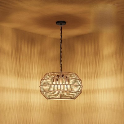 Coucheta Rattan Chandelier Collection - Farmhouse Pendant Lights with Hand-Woven Shades, Multiple Configurations for Dining Room & Kitchen