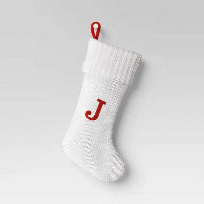 Knit Monogram Christmas Stocking White J - Wondershop™