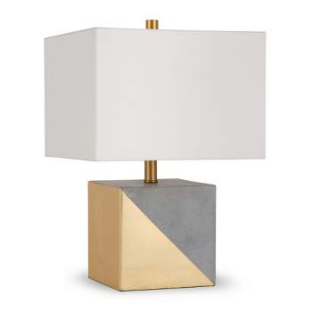 Hampton & Thyme 18.5" Tall Gold-Dipped Concrete Table Lamp with Fabric Shade Concrete/White