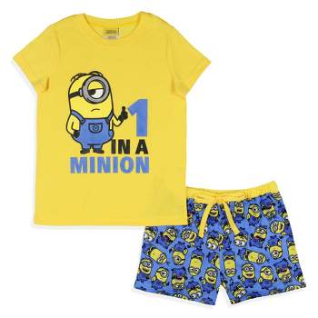 Despicable Me Girls' Movie Minions 1 In A Minion Sleep Pajama Set Shorts Multicolored
