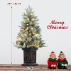 2Pcs 3ft LED Prelit Artificial Christmas Tree,Snow Flocked Xmas Tree,Potted Christmas Tree with 78 Warm White Lights&Vintage Pot Base,Xmas Decoration - 3 of 4