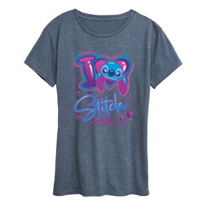 Women's - Lilo and Stitch - I Love Stitch Short Sleeve Graphic T-Shirt - 1 of 4