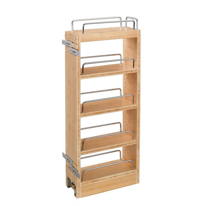 Rev-A-Shelf 448-WC-8C Wall Cabinet Pull Out Kitchen Storage Organizer with 3 Adjustable Wood Shelves and Chrome Rails, 1 of 7