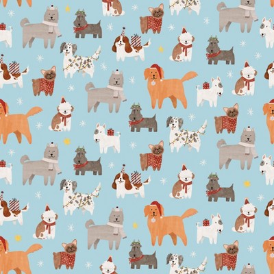 Waterleaf Paper Co. 100% Biodegradable, Compostable and Dissolvable Christmas Wrapping Paper, Christmas Dogs, 18" W x 47" L (approx 6 sq-ft)