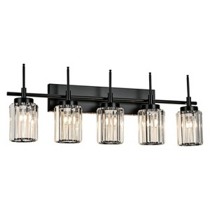 LLHZSY Modern Bathroom Vanity Wall Light Cylinder Bathroom Crystal Wall Sconces - Gold/Black-1/2/3/4/5 light - 1 of 4