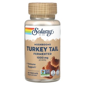 Solaray Fermented Turkey Tail Mushrooms, 1,000 mg, 60 VegCaps (500 mg per Capsule) - 1 of 3