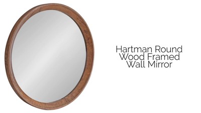 Hartman 30" Round Brown Wood Vanity Wall Mirror