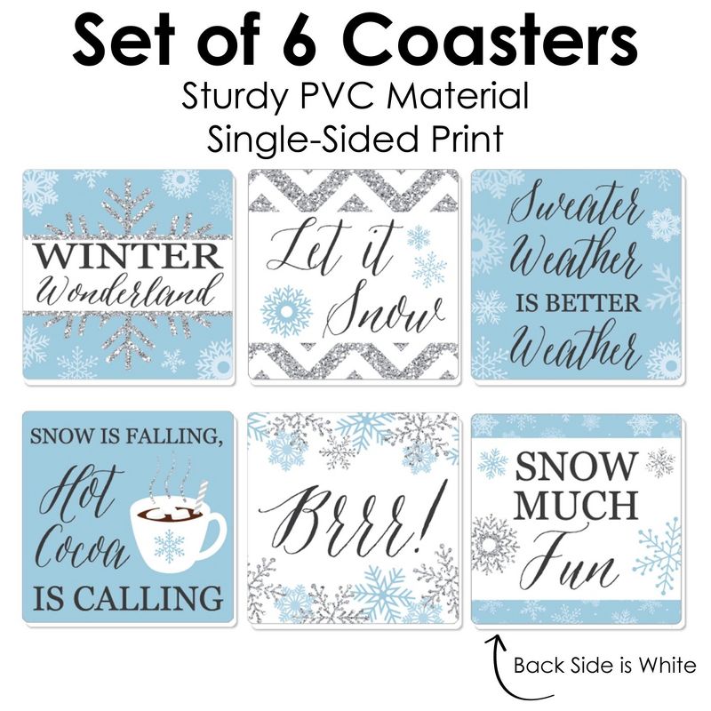 Big Dot of Happiness Winter Wonderland - Snowflake Holiday Party and Winter Wedding Decorations - Drink Coasters - Set of 6, 5 of 9