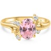 Pompeii3 1 3/4Ct Pink Topaz & Diamond Deco Ring Gold Lab Created - 4 of 4
