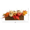 Nearly Natural 16-in Harvest Pumpkin and Berries Artificial Arrangement in Wood Vase - 2 of 4