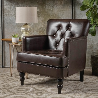 GDFStudio Aurelia Contemporary Tufted Club Chair with Nailhead Trim