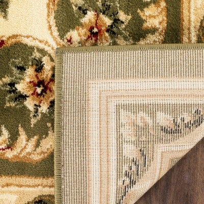 Sage and Ivory Floral Rectangular Synthetic Area Rug