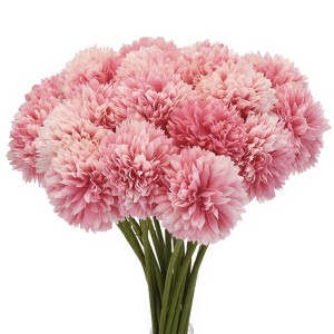 Unique Bargains Chrysanthemum Silk Head Faux Artificial Flower for Wedding Decoration 9.8'' Long 20 Pcs Dark Pink - 1 of 3