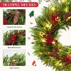 Christmas Wreath with LED Lights, 22 Inch Pre-lit Artificial Christmas Wreaths with Pine Cone, Red Berries, for Windows, Wall, Mantel Front Door - 3 of 4