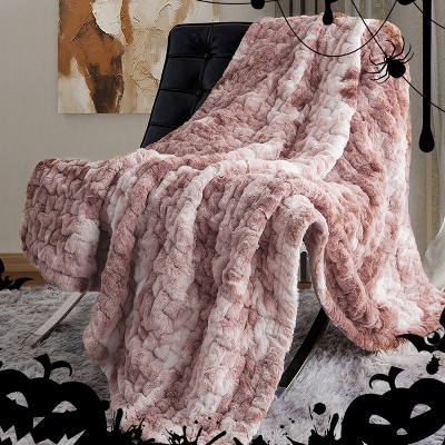 Vynxaria Ruched Faux Fur Throw - Luxurious 50"x60" Cozy Comfort