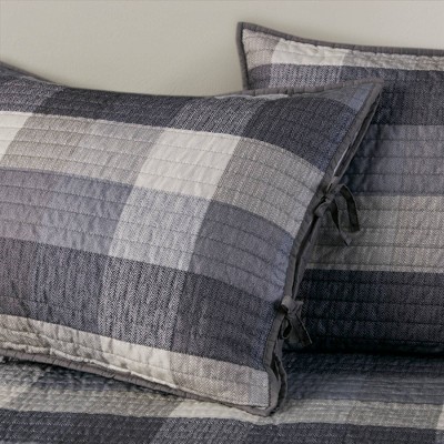 Gray Microfiber Reversible Plaid Daybed Cover Set
