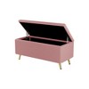 38.4 Inch Storage Bench, Upholstered End Of Bed Bench Ottoman, Corduroy Footrest Stool With Metal Legs, Entryway Ottoman Bench for Living Room - 4 of 4