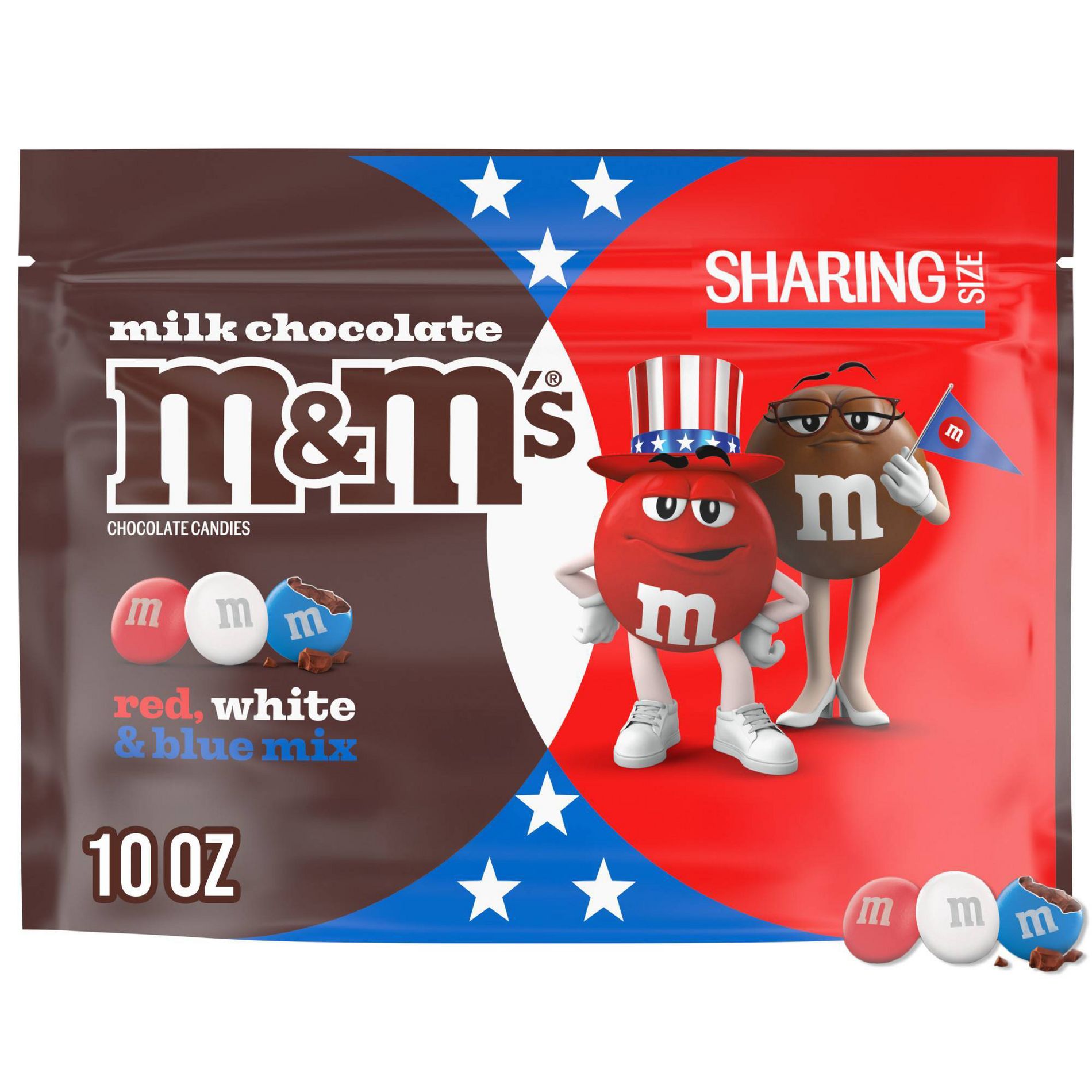 M&M's Milk Chocolate Red White Blue Mix Chocolate Candies - 10oz