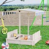 INFURNIC Baby Activity Gyms Wooden Sandbox with Adjustable Canopy and Foldable Bench Seats for Outdoor Play, Blue, 41.8"*41.8"*47.8" - 4 of 4
