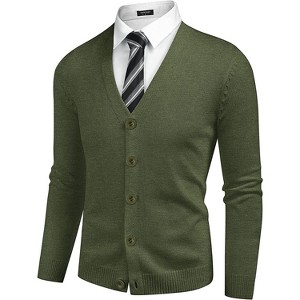 COOFANDY Men's V Neck Cardigan Sweater Casual Lightweight Button Down Knitted Cardigan Sweater - 1 of 4