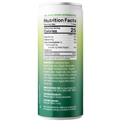 So Good So You Sparkling Focus Watermelon Mint Organic Adaptogen Drink - 8.4 fl oz