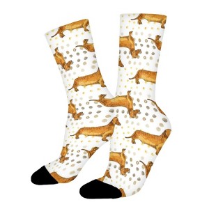 Dachshund Dog Women Printed Crew Socks Funny Funky Socks Soft Polyester Novelty Gifts for Artists Men - 1 of 1