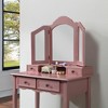 FONTOI 55.1"W Vanity Table Stool Set with 3-Panel Mirror Ample Storage for Makeup Jewelry for Bedroom Dressing Room, Rose Gold, 31.5"*15.75"*55.11" - 4 of 4