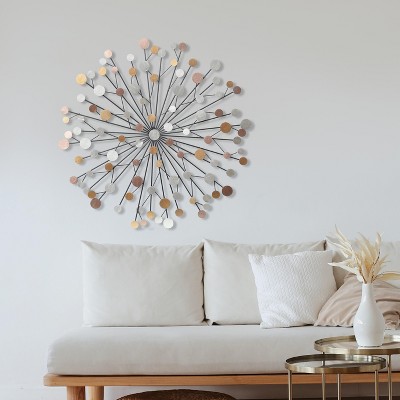 Mid-Century Modern Multicolor Iron Starburst Wall Sculpture