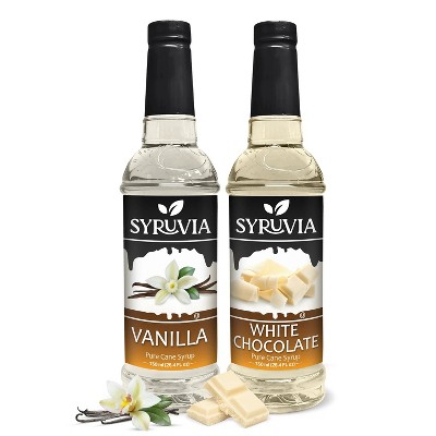Syruvia Coffee Flavors Variety Pack: Vanilla & White Chocolate 25.4 fl oz Syrup